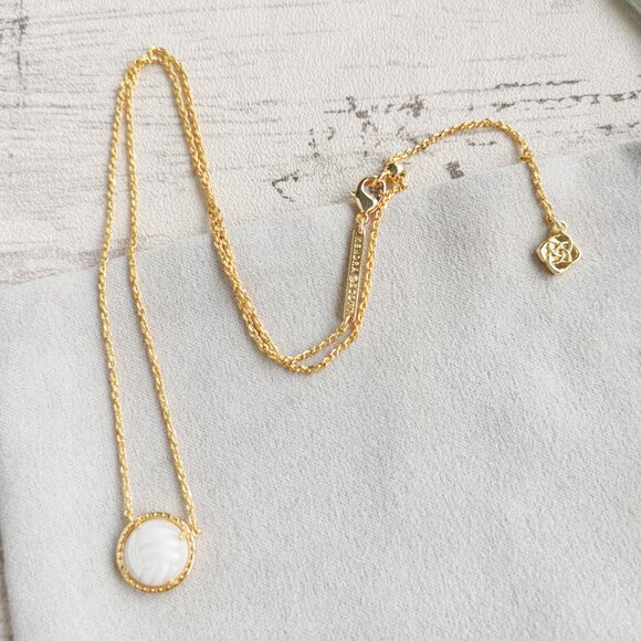 Kendra Scott Gold White Mother-of-Pearl Necklace - Volleyball - Picture 3 of 4
